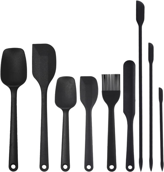 9-Piece Silicone Spatula Set, Non-Stick & Stainless Steel Core, BPA-Free, Dishwasher Safe Kitchen Utensils for Baking, Cooking, Mixing (Multicolor)