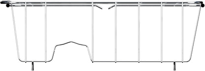 NiuYichee Stainless Steel Dish Drying Rack(15.2"L X 13"W X 5.8"H), Expandable Fruit & Vegetable Drain Rack over Sink, Dish Drainer Rack in Sink, with Stainless Steel Utensil Holder & Silicone Mat(16")