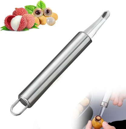 Stainless Steel Longan Corer, Household Handheld Fruit Core Pitter for Longan Lychee Cherry Jujube Seed Removal (3PCS)