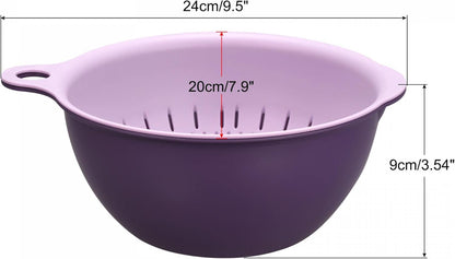 uxcell Kitchen Strainer Colander Bowl Set, Small Double Layer Drain Basin and Basket Suitable for Fruits, Vegetables, Pasta, Berry - Purple