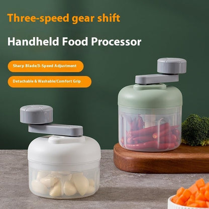 Mini Hand Crank Vegetable Chopper, Handheld Food Chopper, Garlic Chopper, Quick Manual Vegetable Processor for Onion, Garlic, Salad, Salsa, Fruit (white)