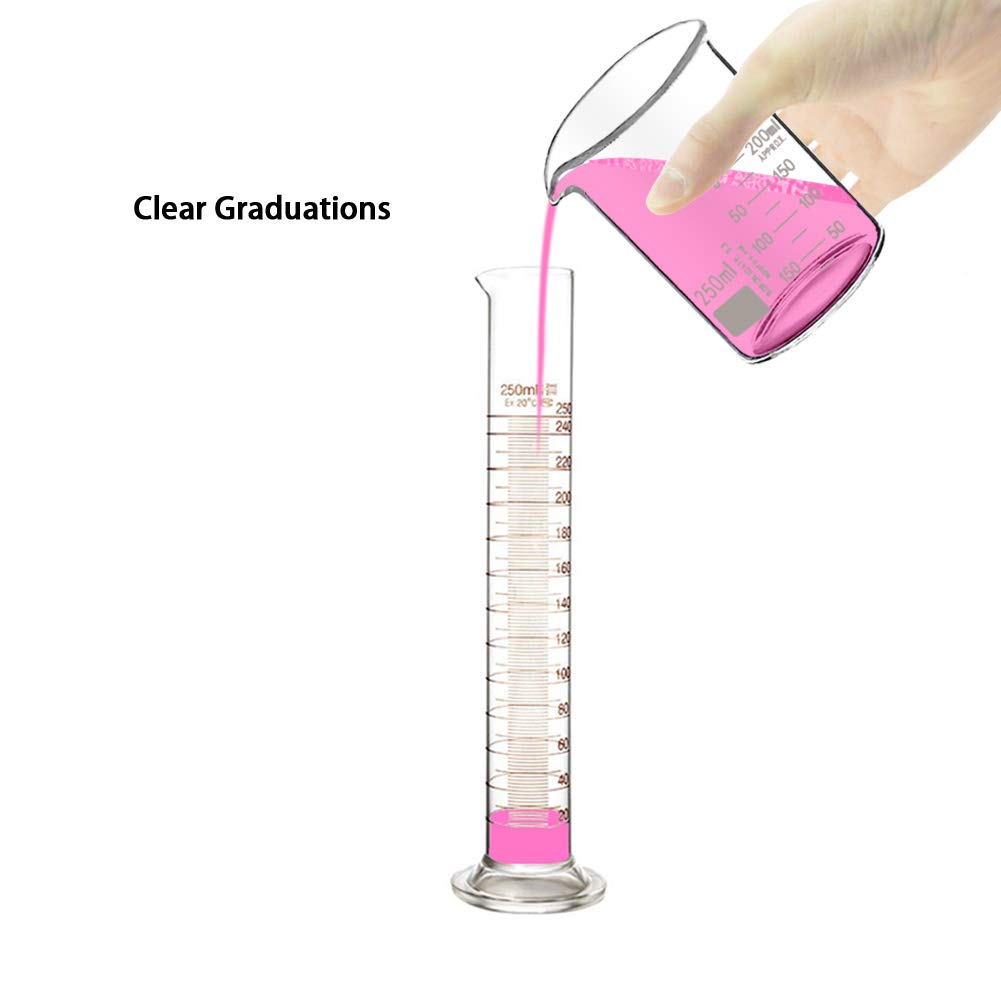 100 mL Glass Graduated Cylinder Measuring Single Metric Scale 2 Pcs with Brush (Pack of 2) … (100ml-2)