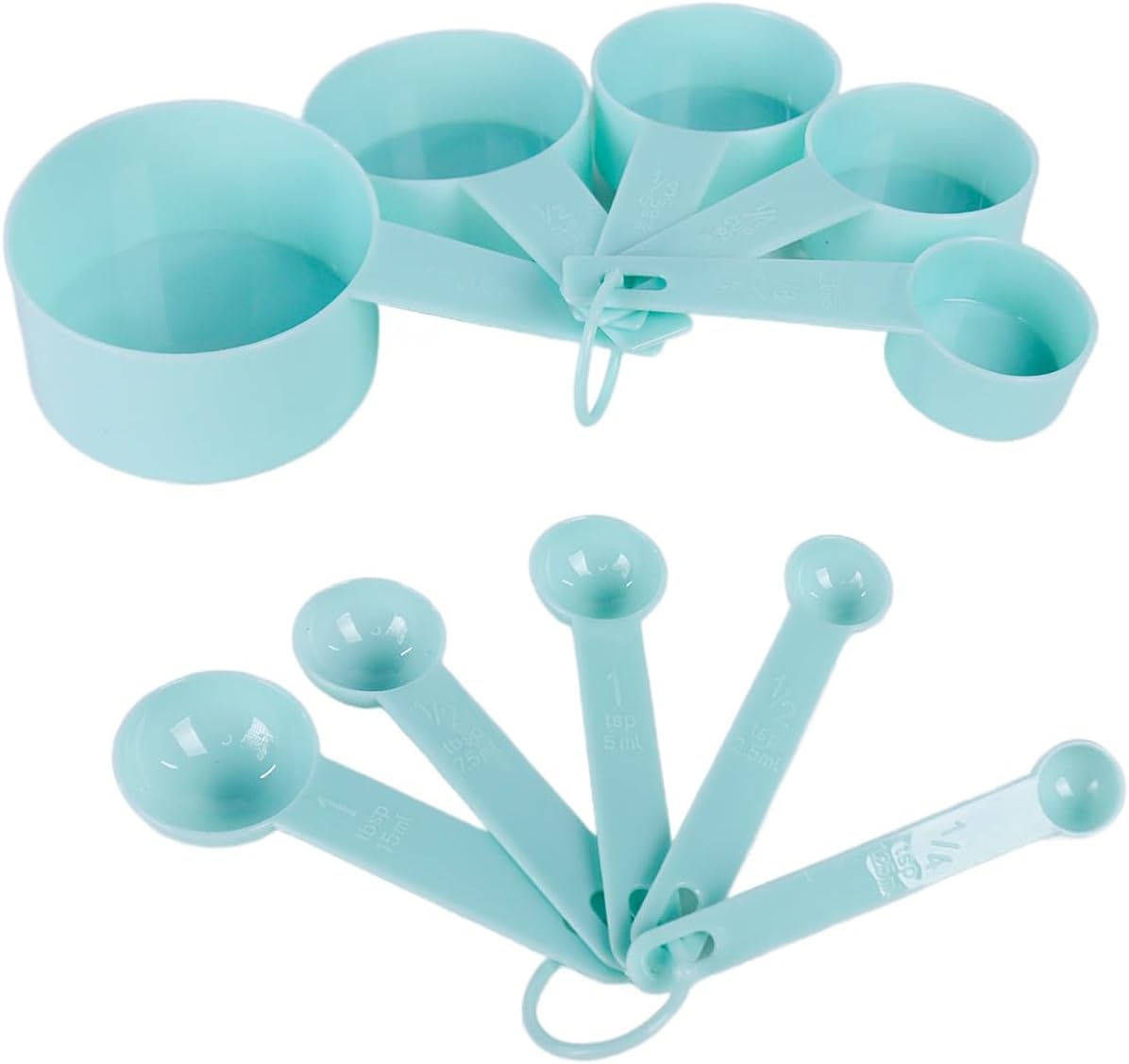 Inmorven 10pcs Measuring Cups and Spoons Set, BPA-Free Plastic Kitchen Baking Tools with Engraved Markings, Stackable Design for Dry & Liquid Ingredients (Pink)