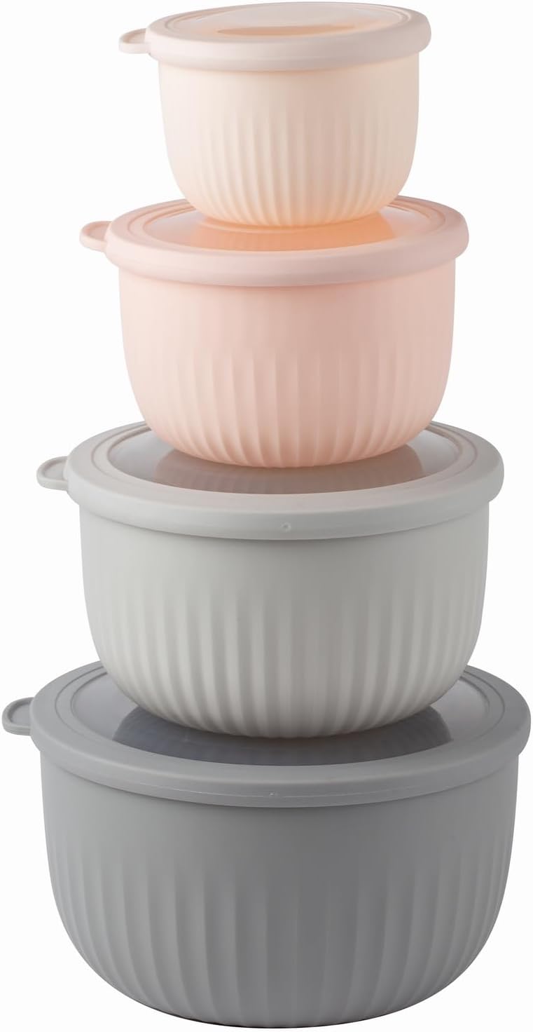 COOK WITH COLOR Prep Bowls with Lids- Wide and Deep Nesting Plastic Small Mixing Bowl Set with Lids, 8 Piece Set - Wide Bowls, Blue