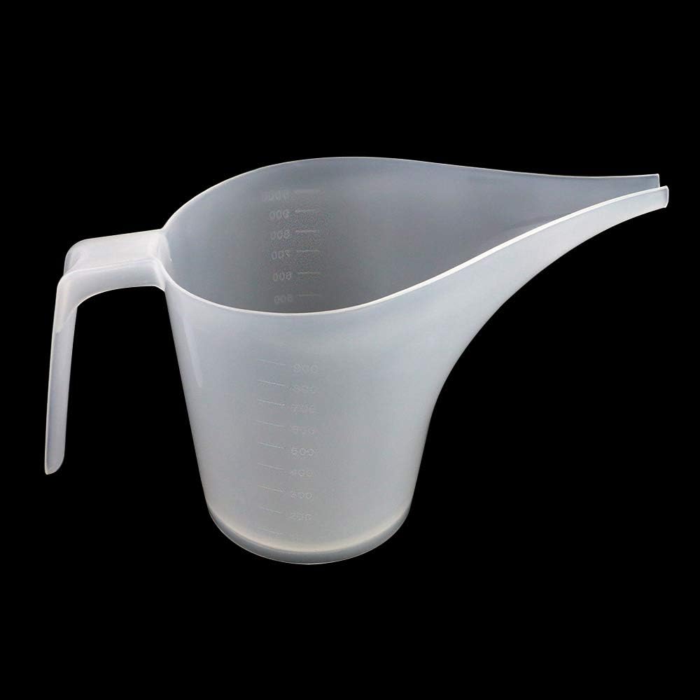 Fireboomoon 4 Pack Plastic Funnel Pitcher,Large Capacity Long Spout Measuring Cup for Bakeware Molds,Pancake,Batter,Muffin,Cakes,Soap Making(4 Cups/32 Ounces/1000 ml)