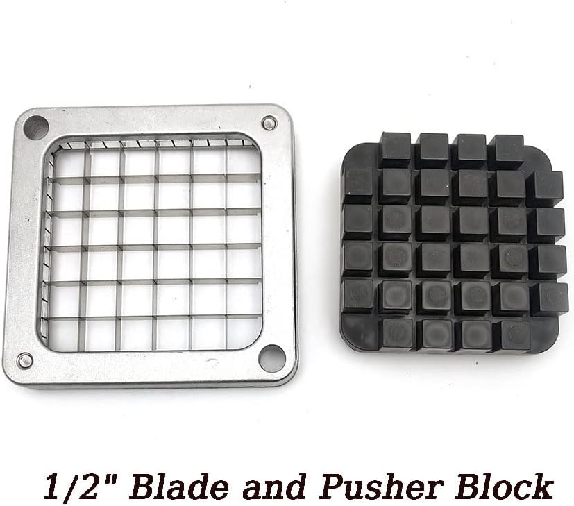 French Fry Cutter Chopper Blades Replacement, Commercial Vegetable Cutter Dicer Blade Stainless Steel Blade&Pusher Block Set for Cutting Potatoes Onions (1/4-inch, Replacement Cutter Blade)