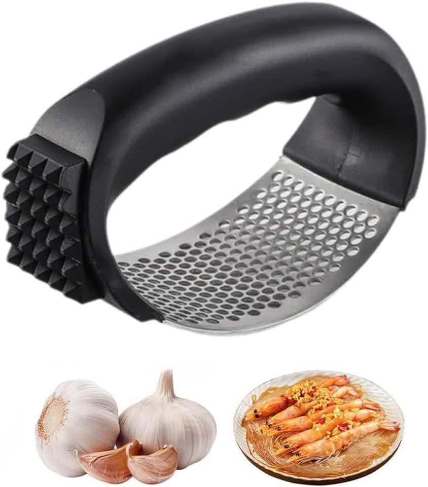 Stainless Steel Garlic Press, New Garlic Press Rocker, Home Kitchen Utensils Portable Manual Garlic Crusher for Smash Garlic Kitchen Gadgets Tools (1 Pack)