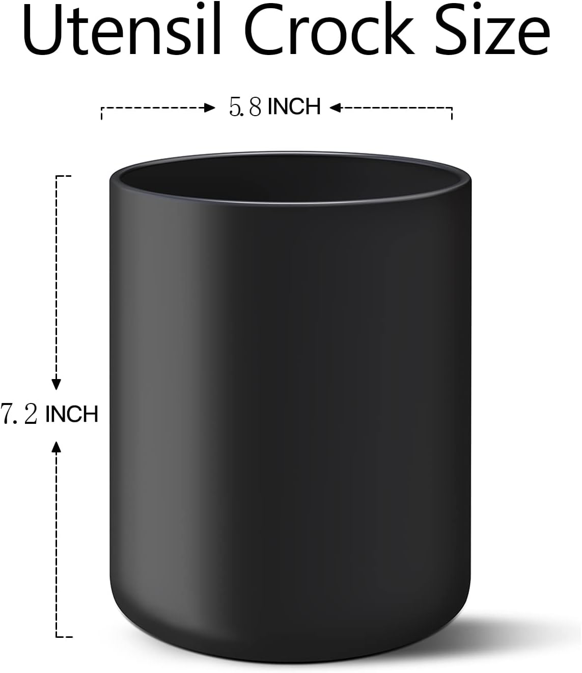 LATCHHOOK Black Kitchen Utensil Holder for Countertop, Matte Ceramic Cooking Utensil Crock for Counter Easy to Clean, Modern Spatula Holder for Farmhouse Décor 4.5×6.4 INCH