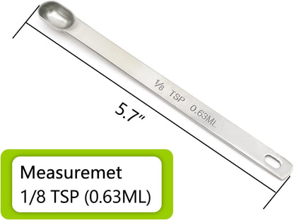 2PCS 1tsp (1/3tbsp, 5ml) Single Measuring Spoon, Stainless Steel Long Handle Individual Teaspoons Only