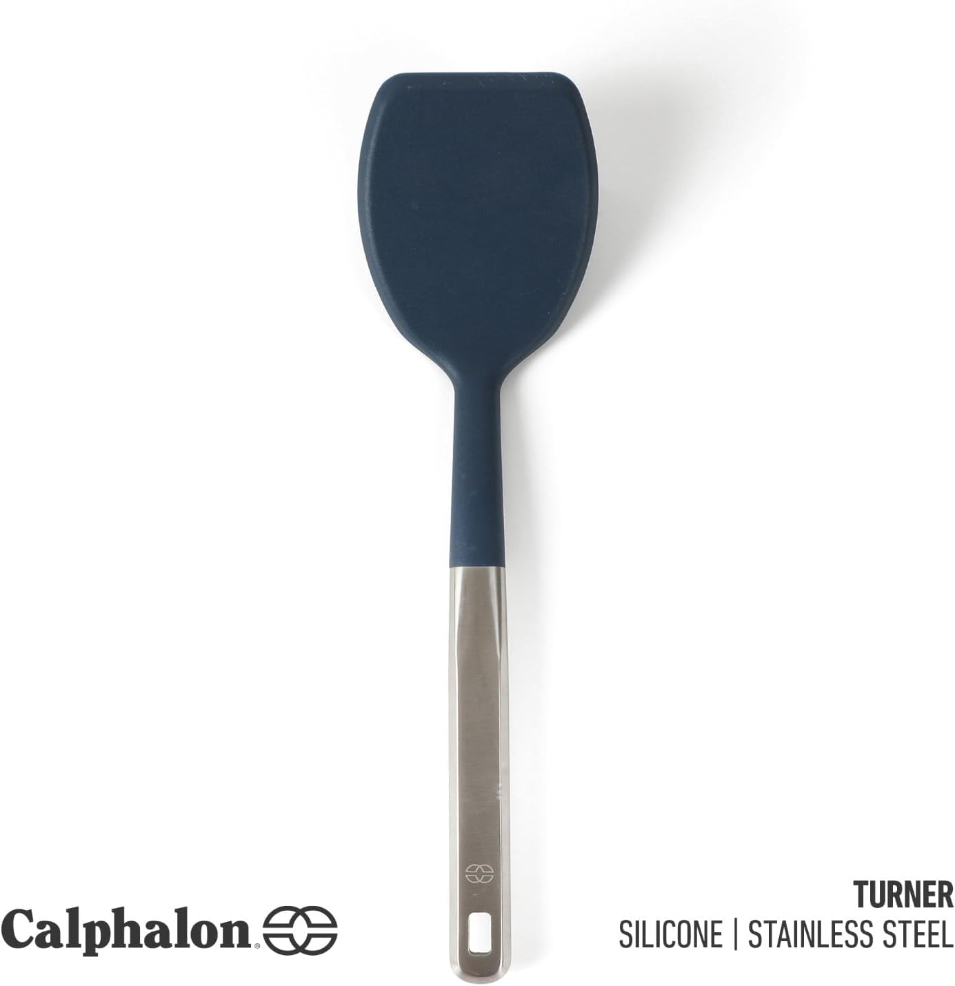 Calphalon Prime Slotted Turner, Kitchen Flipping Spatula, Slotted Spatula with Silicone Head and Stainless Steel Handle, Heat Resistant Nonstick Cookware for Flipping and Draining (Navy Blue)