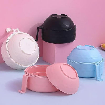 Microwave Ramen Bowl,Microwave Ramen Cooker with Lid,Plastic Mixing Salad Pasta Fruit Rice Cereal Instant Noodles Soup Maker Plate Bowls Set Kitchen College Dorm Room Essentials,Purple