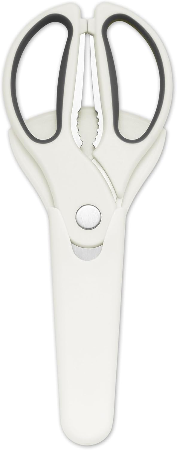Kitchen Scissors with Magnetic Holder Heavy Duty Magnetic Scissors for Fridge, Kitchen Shears Magnet Sheath Set for Food Meat Pizza Herb Vegetables, White