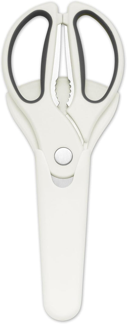 Kitchen Scissors with Magnetic Holder Heavy Duty Magnetic Scissors for Fridge, Kitchen Shears Magnet Sheath Set for Food Meat Pizza Herb Vegetables, White