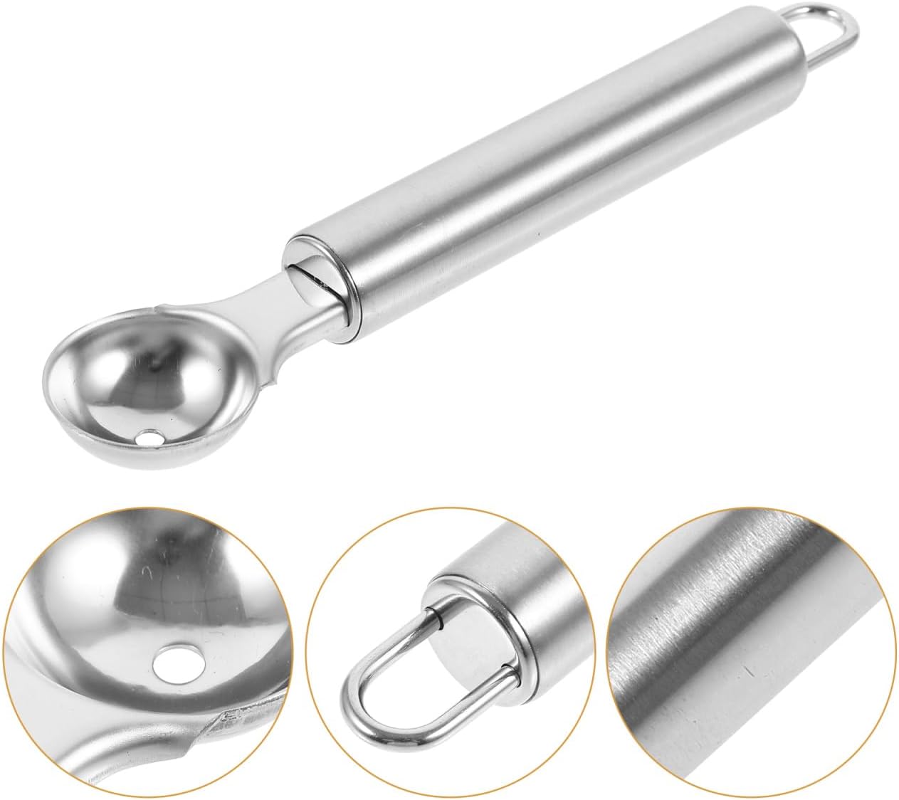 Stainless Steel Melon Baller and Ice Cream Scoop 6.7 Inch Long Handle Fruit Scooper Kitchen Dessert Watermelon Scooper Ice Cream Baller for Dig Pulp Separator