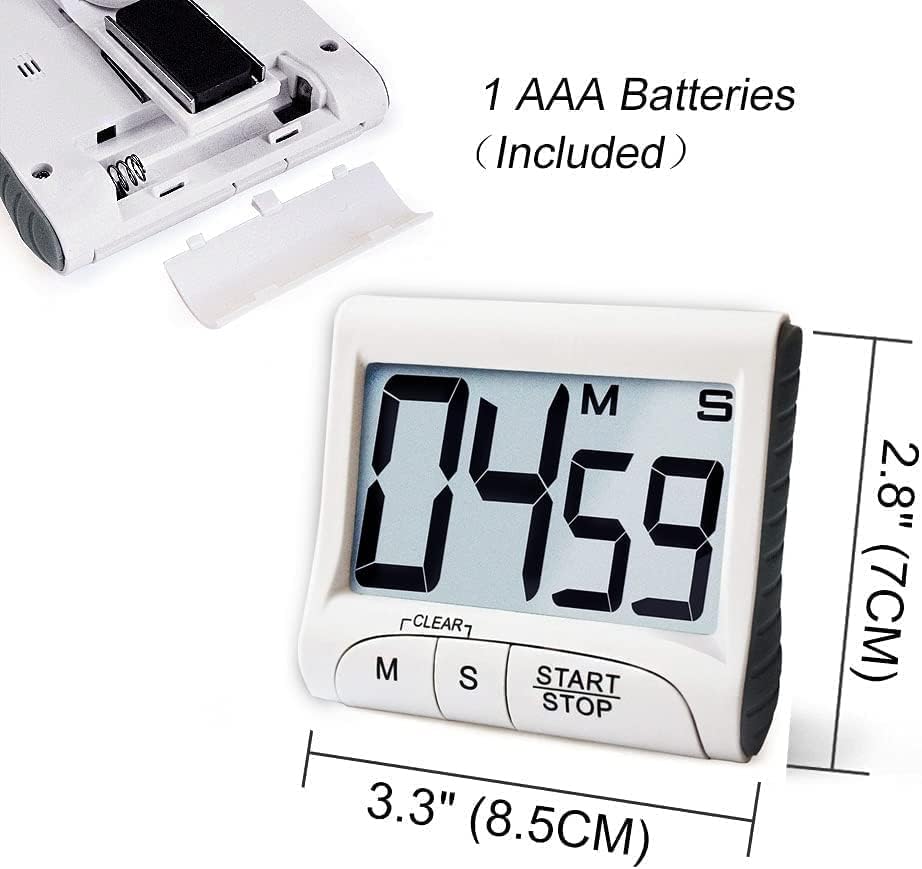 3" Large Display Kitchen Timer -Digital Timer Magnetic Back Loud Alarm On A Rope Countdown-Tanmalan