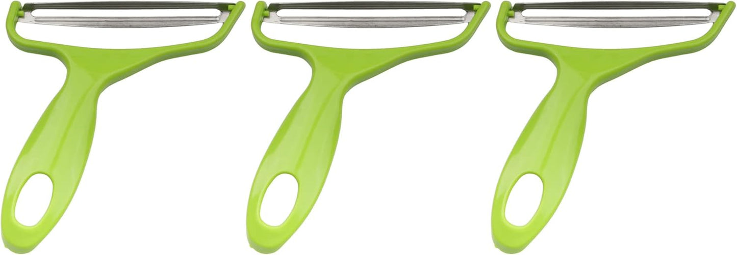Y Shape 3-in-1 Serrated, Straight, Julienne Swiveled Multi-Blade Peeler - Green - 1 Peeler