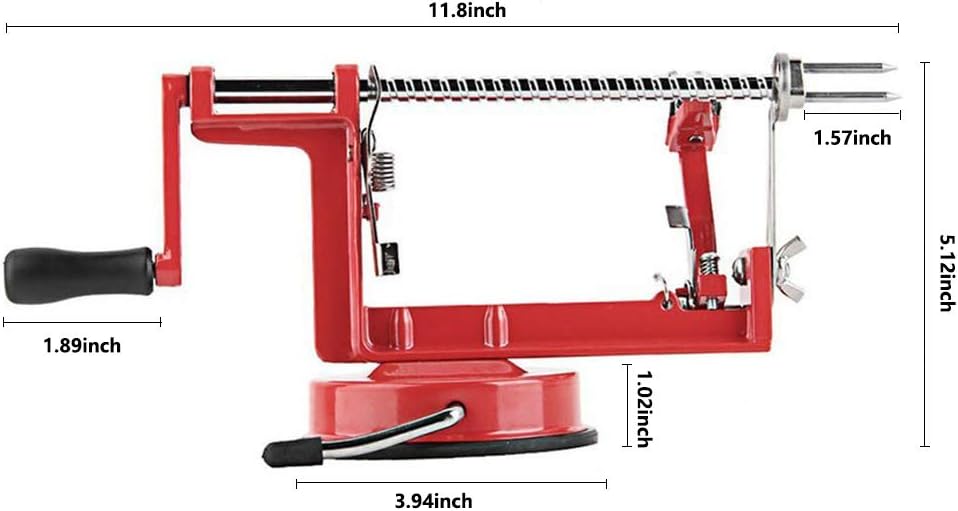 Apple Peeler Slicer Corer 3 In 1, Potato Peelers, Stainless Steel Heavy Duty with Suction Cup Base (vermilion)