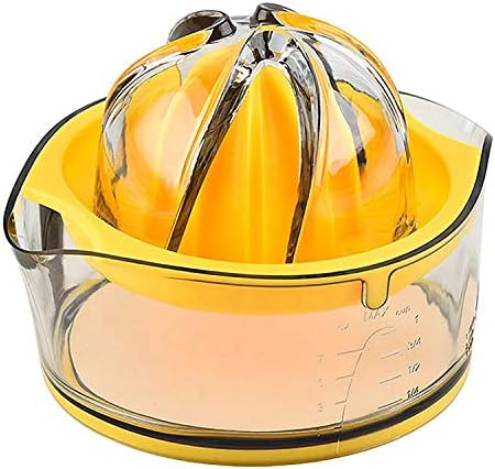 Kasmoire Citrus Lemon Orange Juicer, Manual Hand Squeezer with Built-in Measuring Cup and Strainer, 8OZ (Yellow)