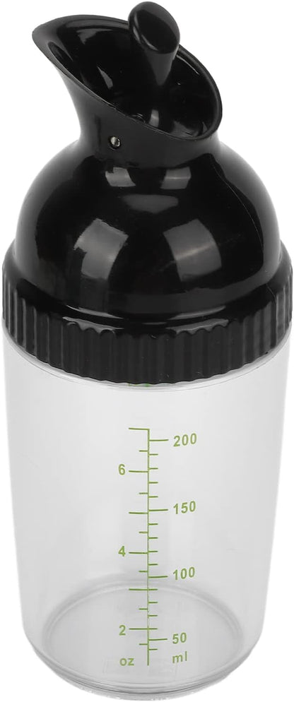 plplaaoo Salad Dressing Shaker – Leakproof Salad Dressing Bottle with Dripless Pour Spout, 200ml Measuring Shaker Container for Oil, Vinegar & Homemade Dressings, BPA-Free Kitchen Dispenser (Black)