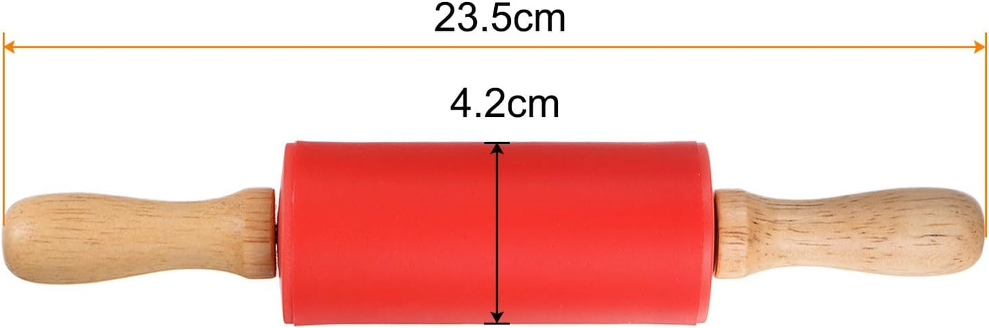 HARFINGTON Silicone Rolling Pins for Baking 12.2 Inch Non-Stick Silicone Surface Wooden Handle Rolling Pin Small Roller Playdough Rolling Pins for Fondant Kitchen Dough Pizza, Green