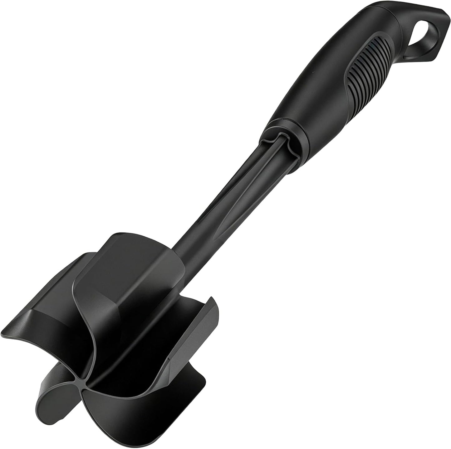 Ourokhome Meat Chopper and Potato Masher, Heat Resistant Nylon Ground Beef Smasher for Hamburger, 5 Curved Blades Nonstick Mixer & Stirrer, Practical Kitchen Gadgets, Black