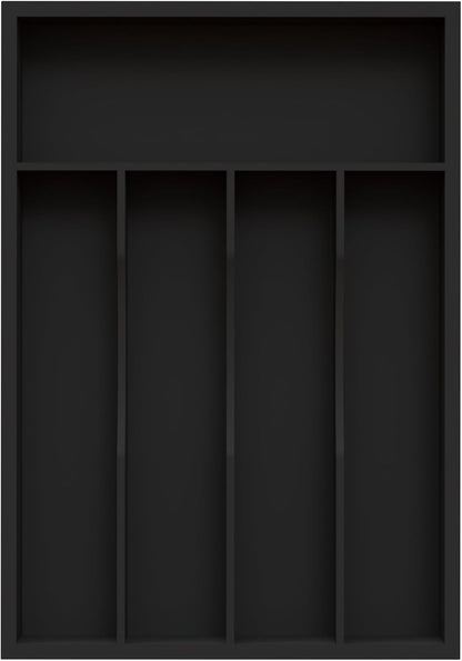 Bamboo Silverware Organizer, Kitchen Drawer Organizer, Utensil Holder, Cutlery Tray & Spoon Flatware Storage with Grooved Drawer Dividers (9.5''W x 13.5''D)