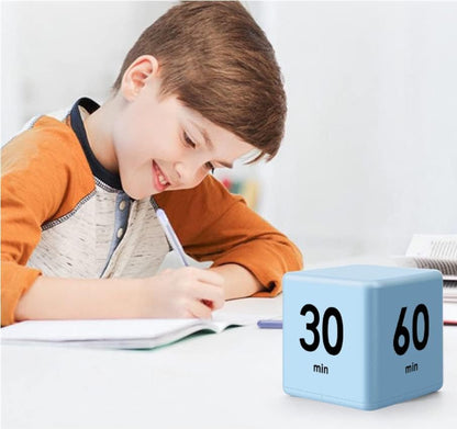 Feilifan Cube Timer, Productivity Cube Rotating Timer for Kitchen Studying Workout Classroom Kids ADHD 1-3-5-10 Minute Preset, White
