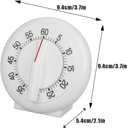 Kitchen Timer Manual, 60 Minutes Round Shape Timer Cooking Ring Mechanical Counter Alarm Clock Wind Up Timers Home Egg Baking Steaming Visual Countdown Teacher Exercising Meeting White