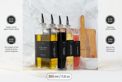 Molimoli Olive Oil Dispenser Bottle for Kitchen, Automatic Pourer, Glass Thin Bottle Dispenser for Kitchen, Olive Oil Cruet, | Set of 2 - Gold