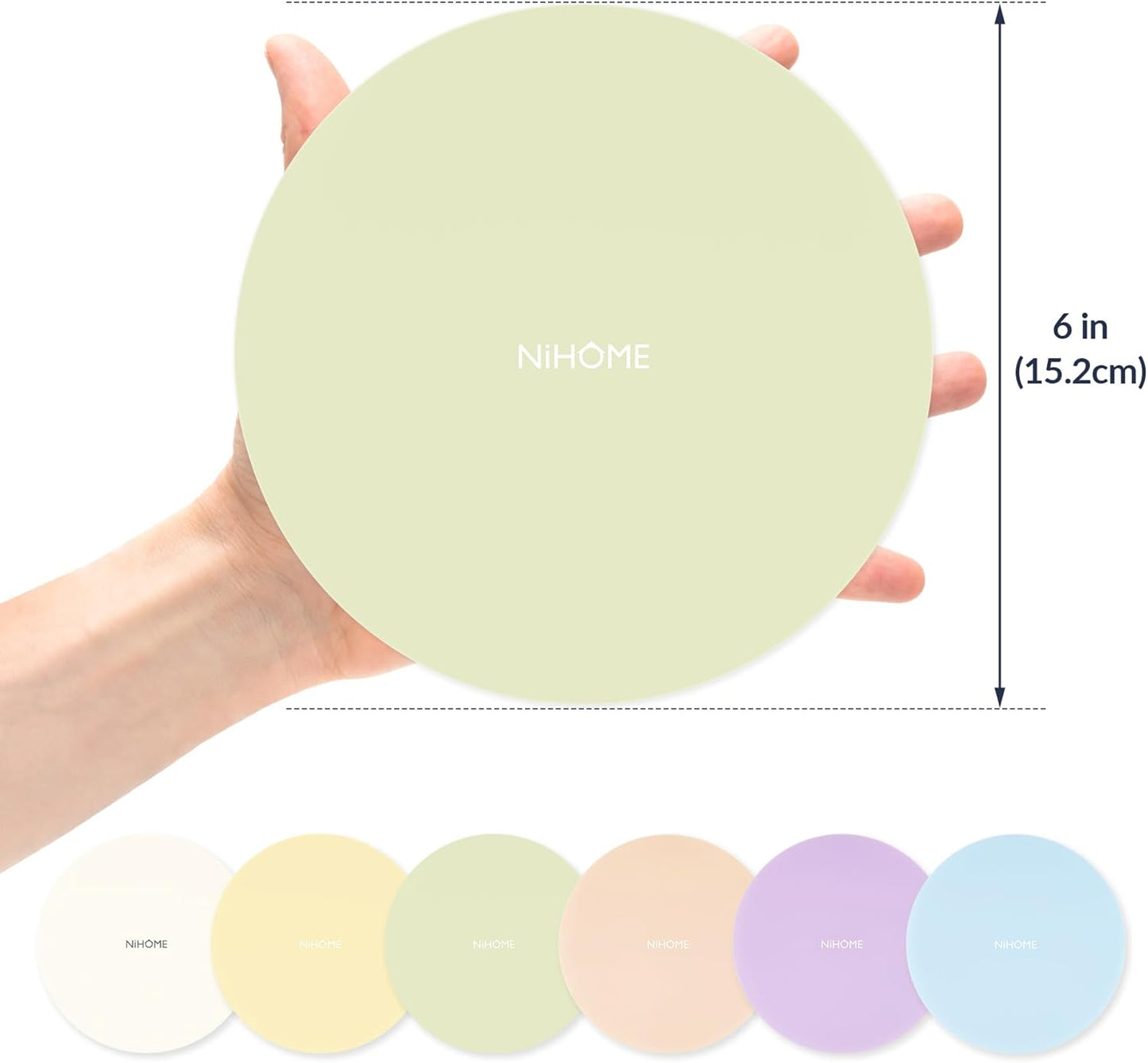 NIHOME Silicone Jar Opener – 6 Inch Large Anti-Slip Grip Pads, Premium 100% Food-Grade Silicone, Stylish Designer Colors, Multi-Purpose Heat-Resistant Mat & Coaster, Set of 4