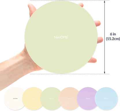 NIHOME Silicone Jar Opener – 6 Inch Large Anti-Slip Grip Pads, Premium 100% Food-Grade Silicone, Stylish Designer Colors, Multi-Purpose Heat-Resistant Mat & Coaster, Set of 4