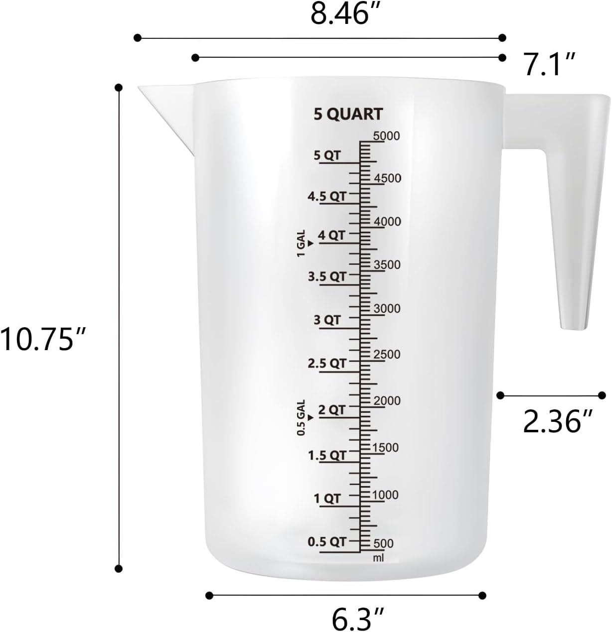 Laser-Etched Measuring Cup Set, 16 oz & 1 Cup Clear Plastic Liquid Measuring Cups, Permanent oz/cup/Tbsp/mL Markings, Food-Grade for Baking & Cooking