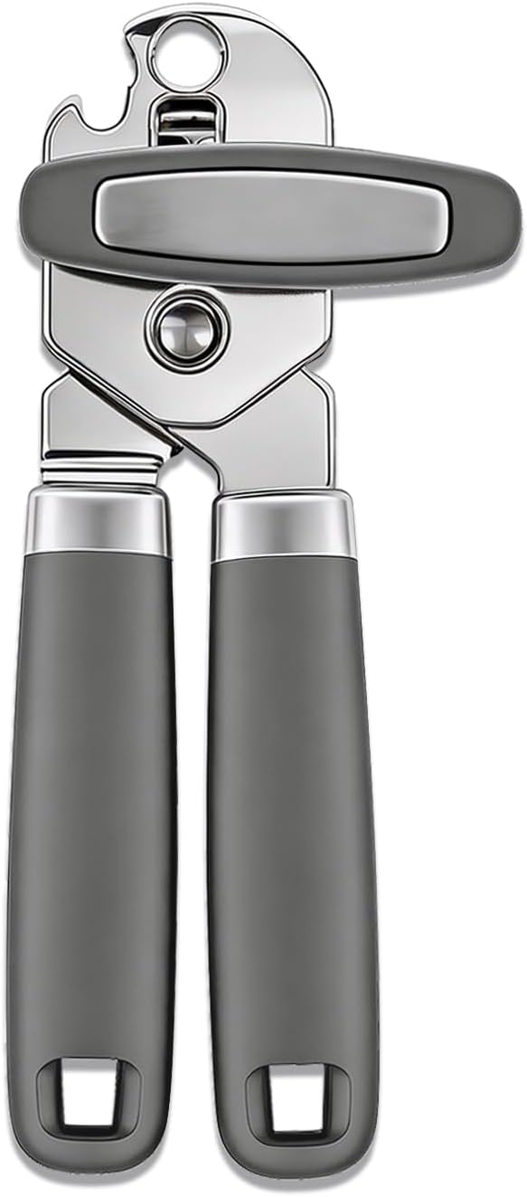 Can Opener Manual, Hand Heavy Duty Stainless Steel Bottle Opener Comfortable Handle, Sharp Blade Smooth Edge, Multifunctional Kitchen Tool, Black