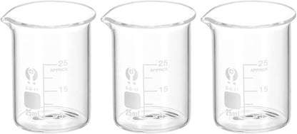 PATIKIL 3Pcs 10ml Low Form Glass Beaker, 3.3 Borosilicate Glass Graduated Printed Scale Measuring Cups with Spout for Kitchen Lab Liquids