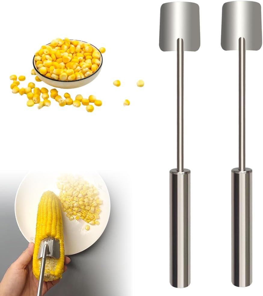 Corn Peeler for Corn on The Cob Stripper Tool, 2025 New Long Handle Stainless Steel Corn Stripper Tool, Quick Corn Kernel Remover Tools for Kitchen Use (1PC)