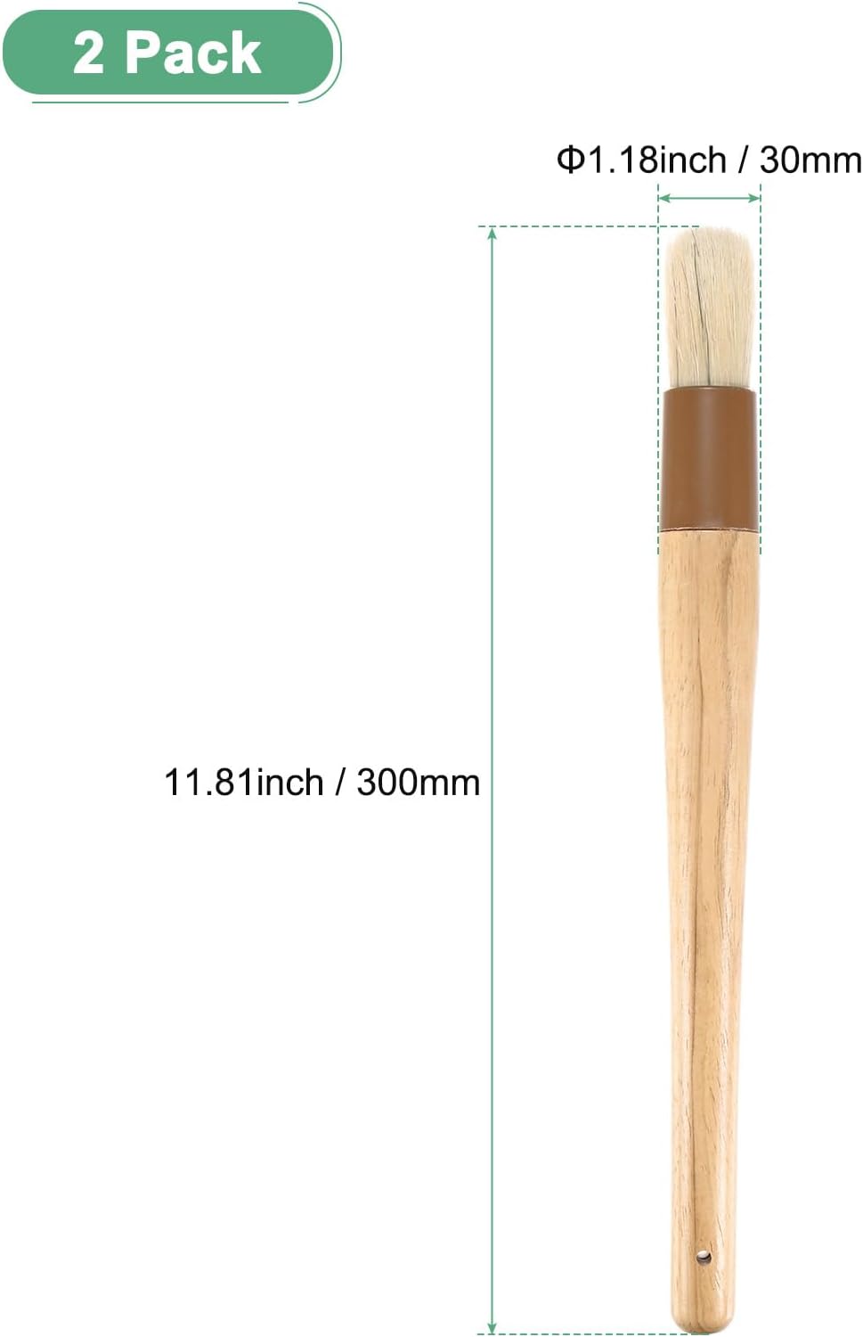 M METERXITY 2-Pack Pastry Brush, Round Wooden Handle Natural Bristle Basting BBQ Oil Brush for Cooking/Barbecue/Kitchenh [1.2"]