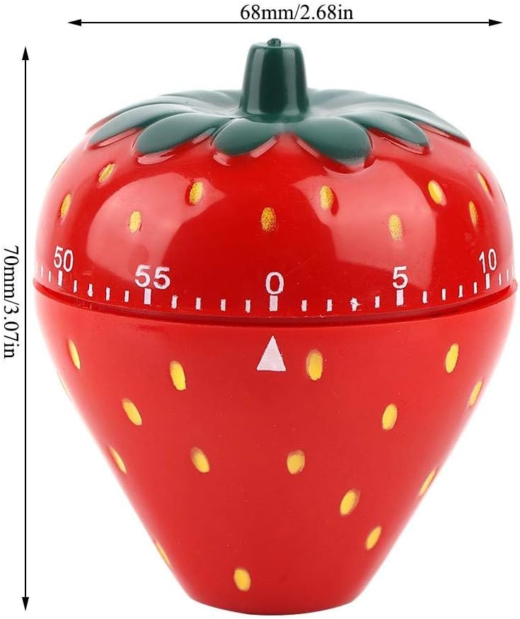 Jadeshay Kitchen Timer Strawberry Shaped, 60 Minutes Kitchen Timer Mechanical Time Reminder Kitchen Accessorie for Cooking