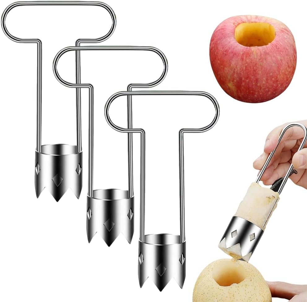 Red Bell Pepper Seed Corer,Fruit and Vegetable Corer,Remove The Pit From Pear,Pineapple and Apple,304 Stainless Steel Quick Corer Remover Tool Kitchen,Reusable,Ergonomic Handle (2pcs)