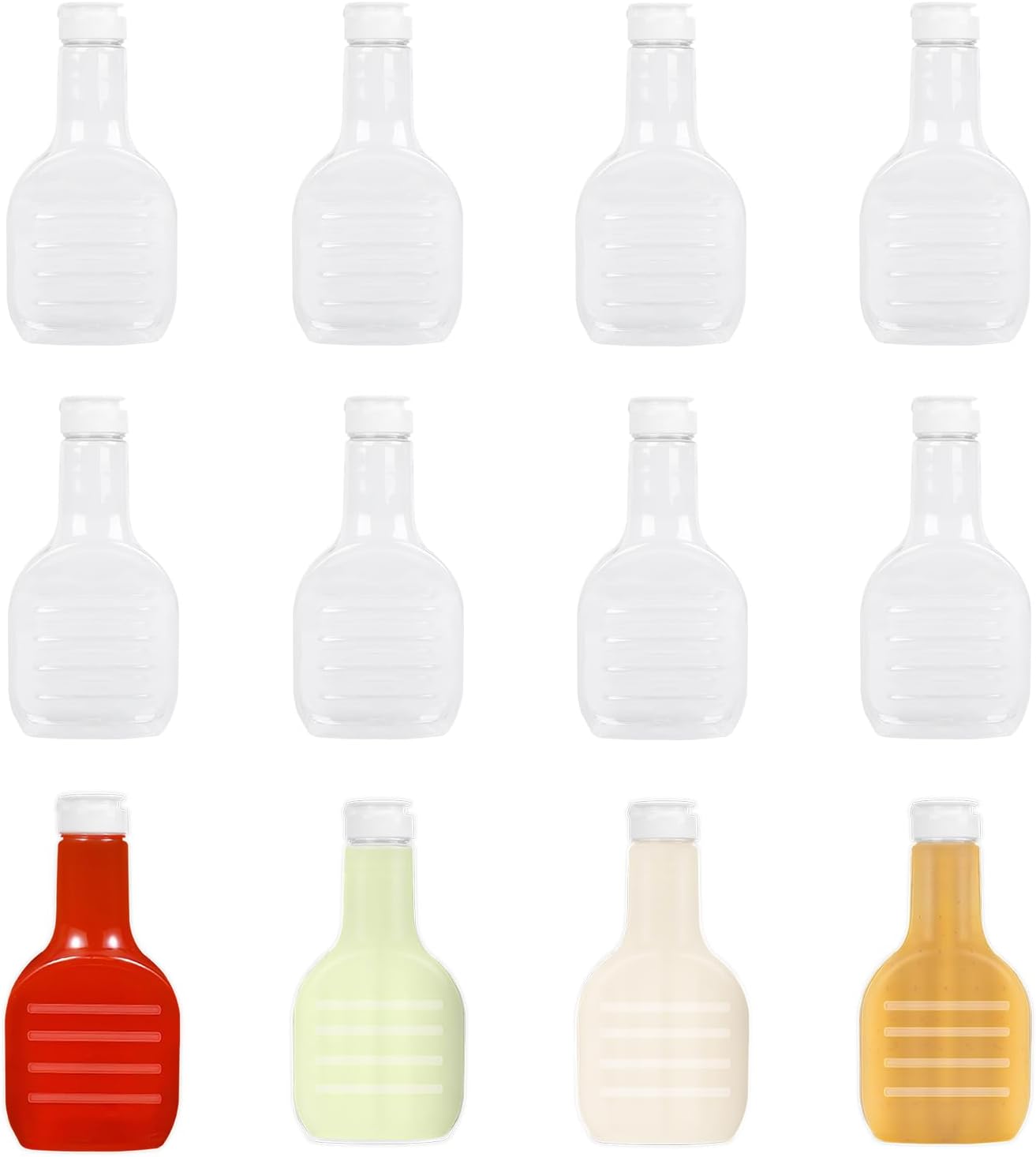 12 Pack 16 oz Clear Plastic Salad Dressing Bottles, Bulk Empty Squeeze Bottles with White Flip Top Caps for BBQ, Condiments, Sauce, Ketchup, Salad Dressing