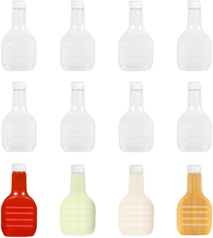 12 Pack 16 oz Clear Plastic Salad Dressing Bottles, Bulk Empty Squeeze Bottles with White Flip Top Caps for BBQ, Condiments, Sauce, Ketchup, Salad Dressing