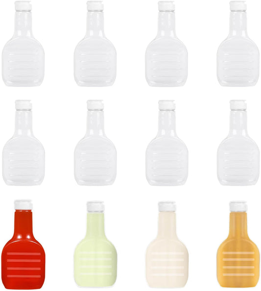 12 Pack 16 oz Clear Plastic Salad Dressing Bottles, Bulk Empty Squeeze Bottles with White Flip Top Caps for BBQ, Condiments, Sauce, Ketchup, Salad Dressing