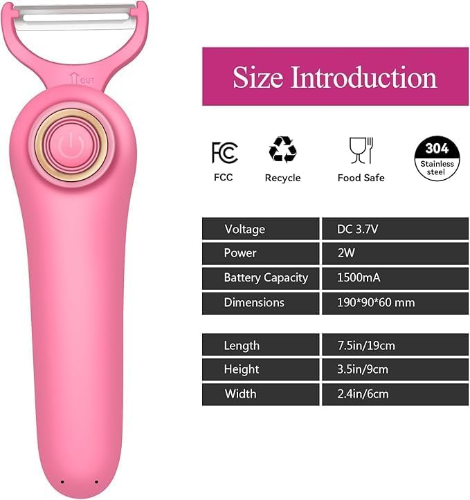 2-in-1 Electric Peeler | Auto Blade for Fruits/Vegetables | 2 Interchangeable Blades | 2*AAA | Kitchen, Travel, Camping