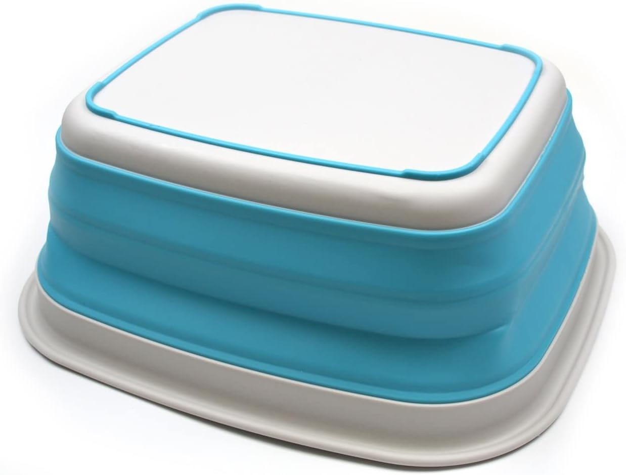 SAMMART 9.45L (2.5 Gallon) Collapsible Tub - Foldable Dish Tub - Portable Washing Basin - Space Saving Plastic Washtub (Grey, M)