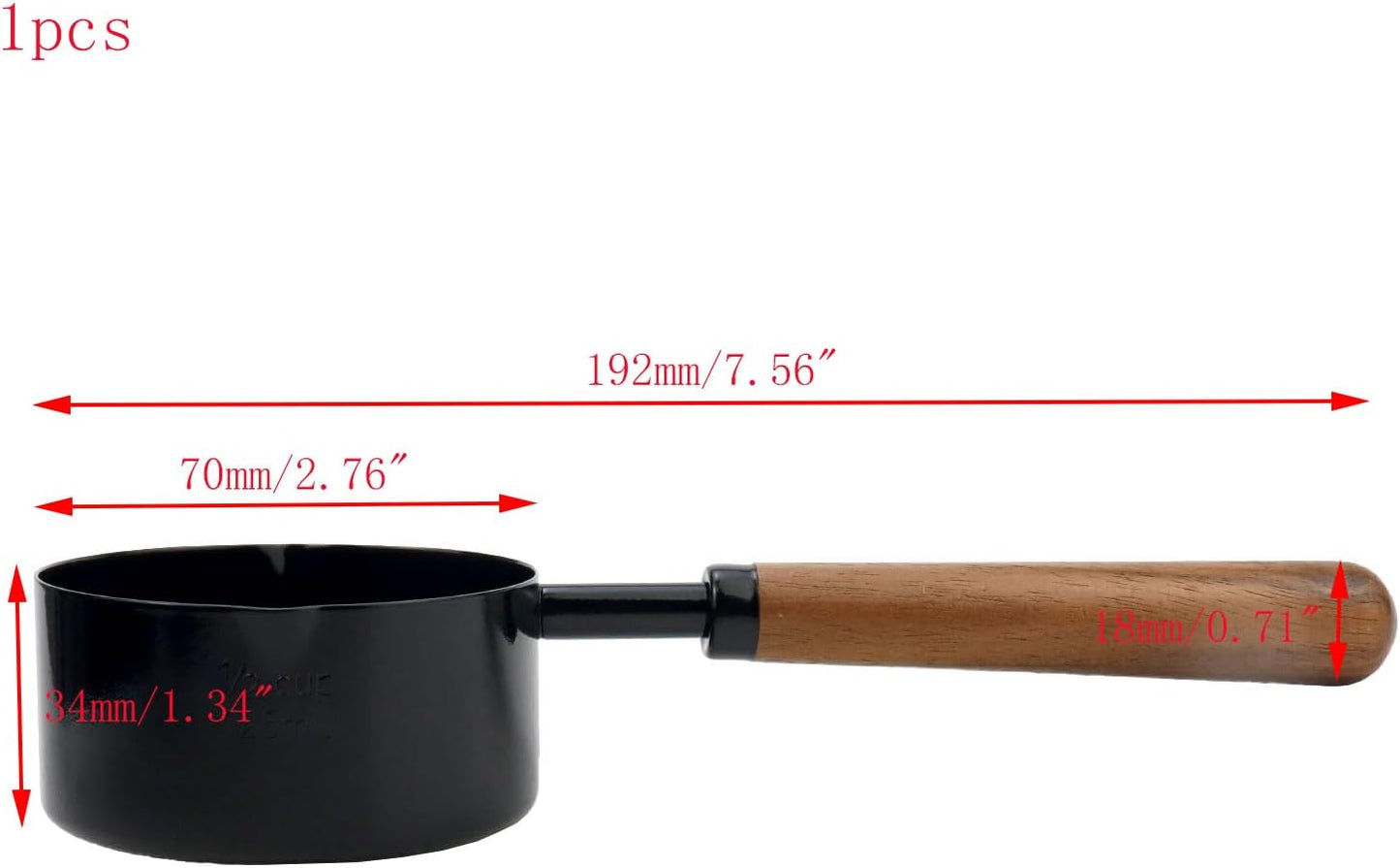 1pcs 1/3 Cup Measuring Cup with Wooden Handle Stainless Steel Measuring Scoop 80ml Measuring Spoon Black 1/3 Measuring Cups for Baking Cooking Wet and Dry Ingredients (80ml)