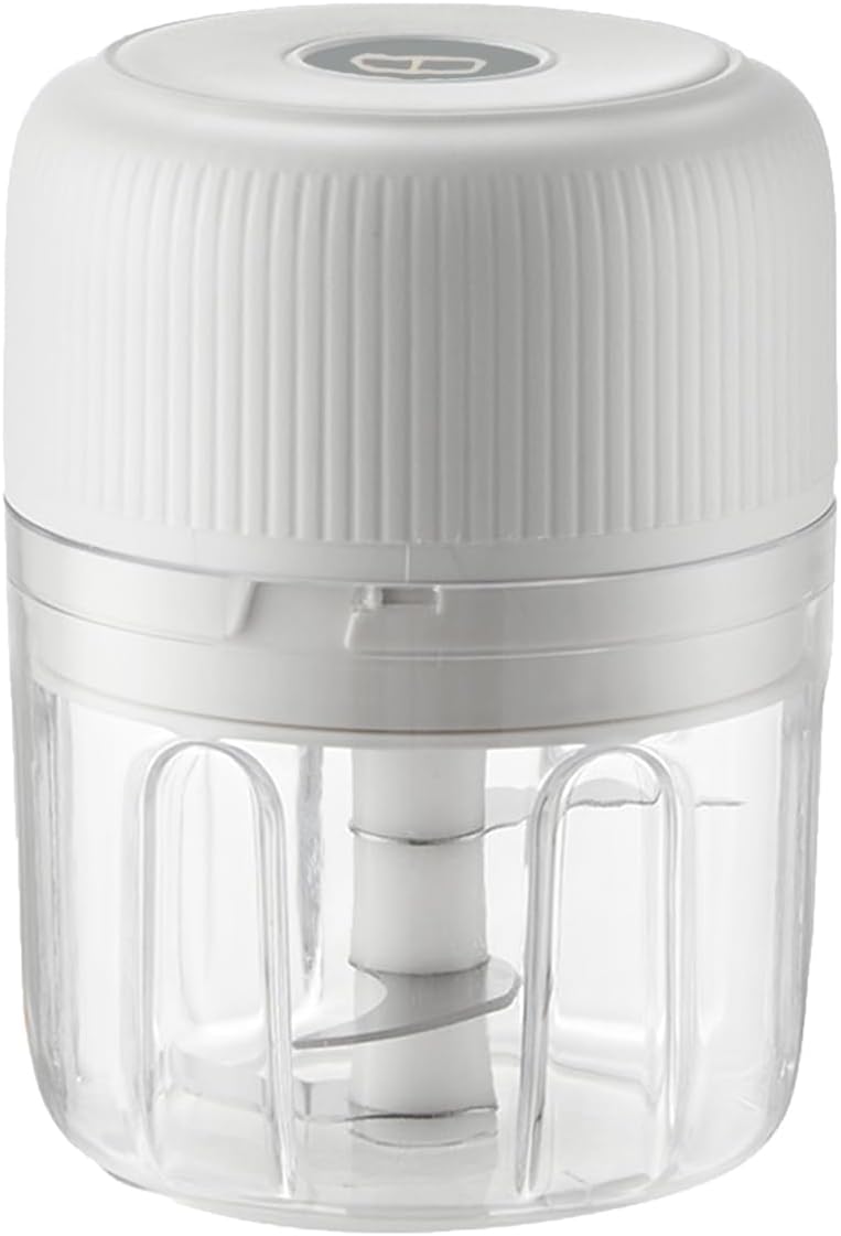 Electric Garlic Chopper, Portable Veggie Chopper,Garlic Grinder Masher Onion Chopper, Cordless Food Processor for Ginger, Chili, Fruit, Meat,etc(white 250ml)