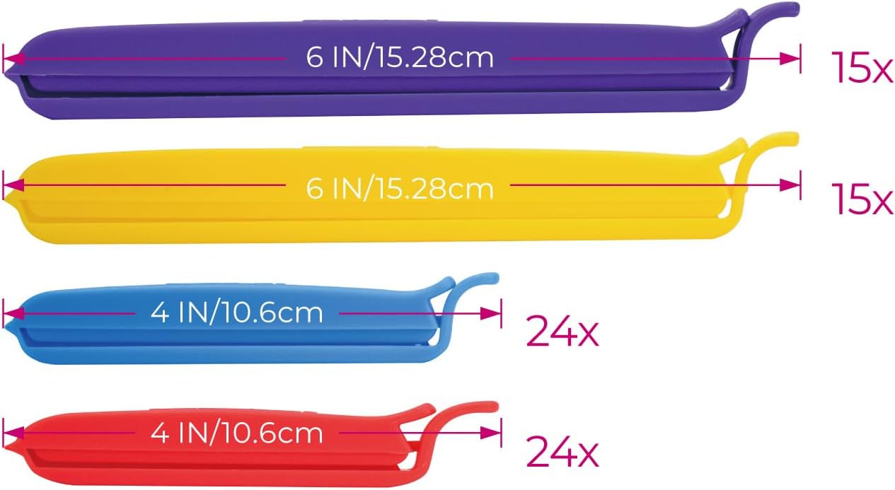 Keenpioneer Decorating/Icing Bag Sealing Clips, 60 Pack, Multipurpose for Food and Snack Storage, 3inch, 4inch and 6inch long