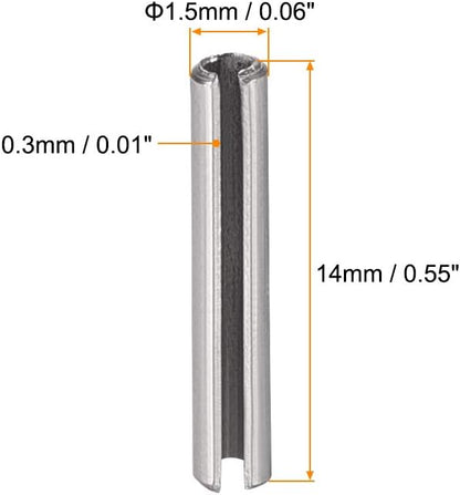 uxcell Slotted Spring Pin - M4 x 30mm 304 Stainless Steel Split Spring Roll Dowel Pins Plain Finish 20Pcs