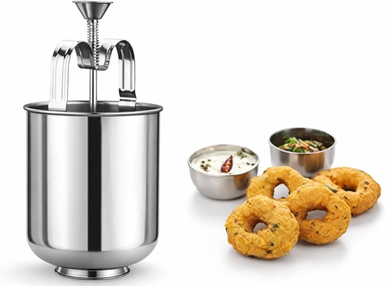 South Indian Vada Maker Dispenser – Donut Shape Vada Maker Mould for Medu Vada, Easy Batter Dispensing Tool for Crispy Fried Snacks & Kitchen Cooking