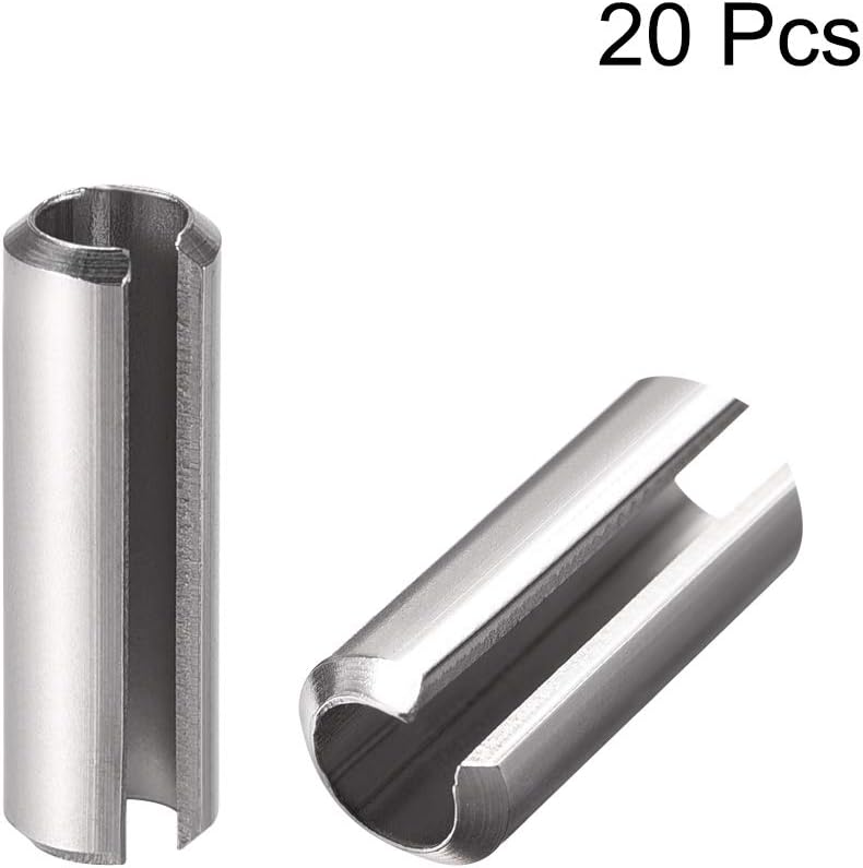 uxcell Slotted Spring Pin - M4 x 30mm 304 Stainless Steel Split Spring Roll Dowel Pins Plain Finish 20Pcs