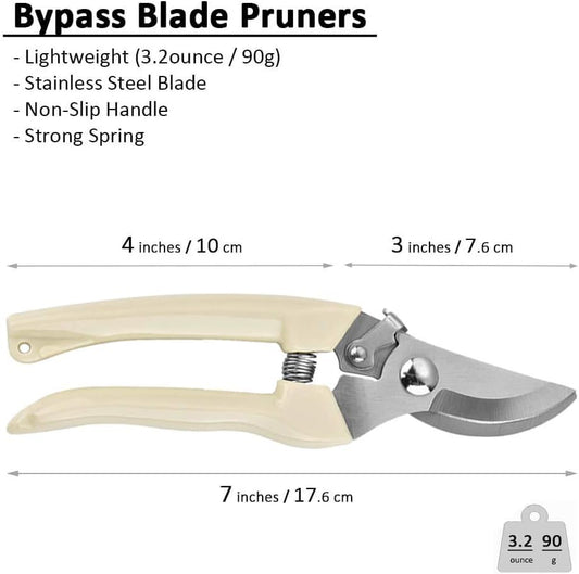 BUGUI Garden Shears Set of 2, Includes 1 Bypass Pruning Shears and 1 Straight Blade Garden Scissors, Sharp, Lightweight